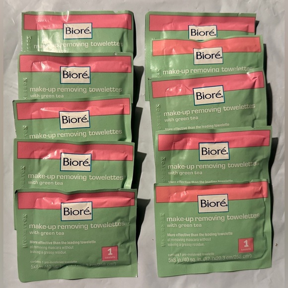 Bioré Green Makeup Removing Towelettes, 10 Individually Wrapped Packets - Picture 1 of 2